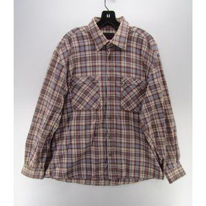 European Project Shirt XXL White Flannel Plaid Button Up Pockets Preppy*